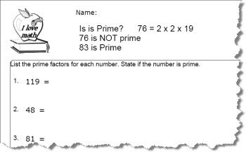 Practice Factoring Prime Numbers Worksheets