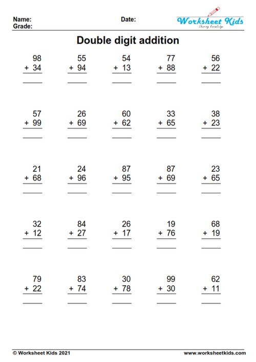 Double digit addition with regrouping worksheets for 2nd grade ...