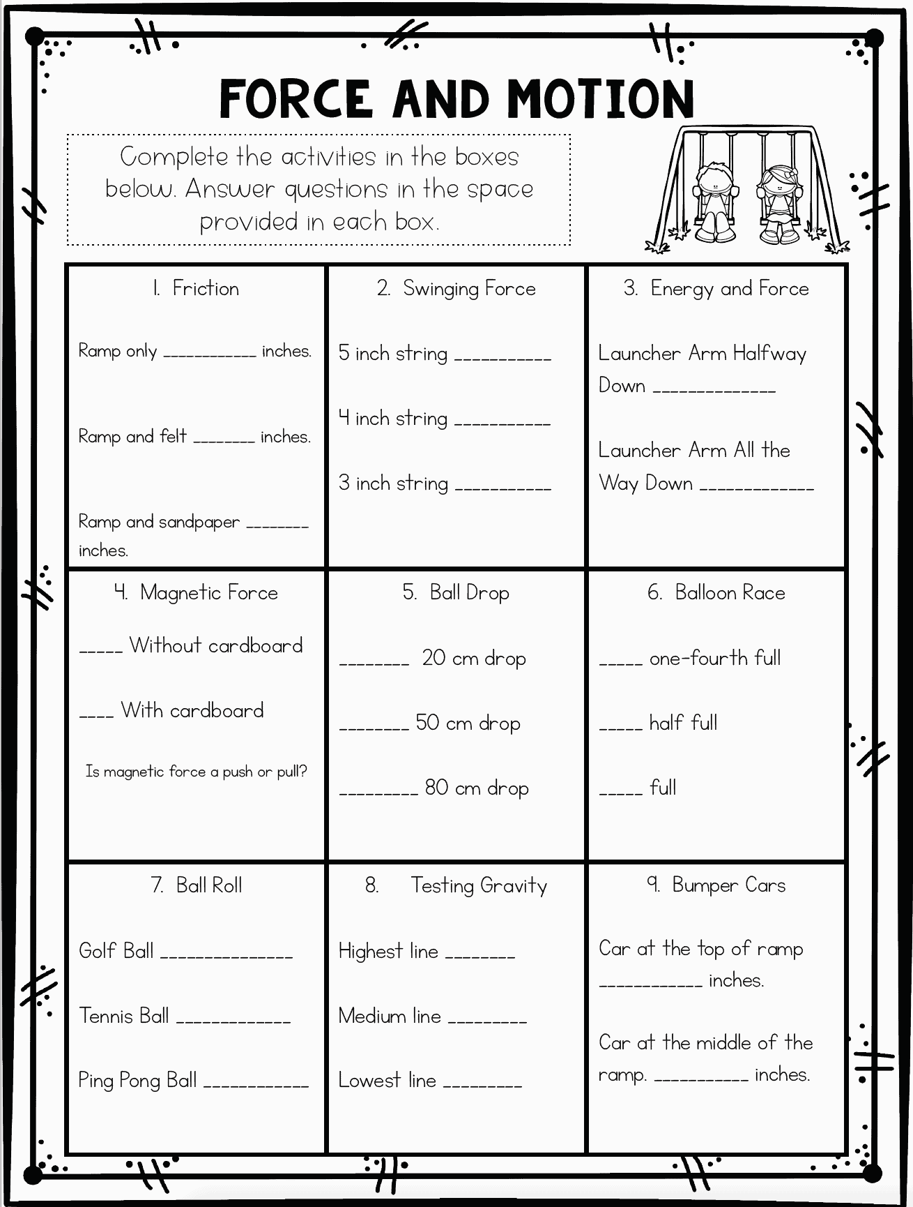 Force and Motion Worksheets &  Stations - Ashleighs Education Journey