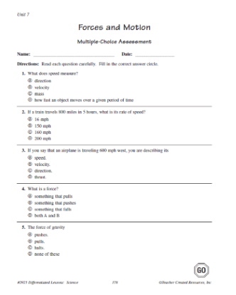force and motion worksheet for 5th grade