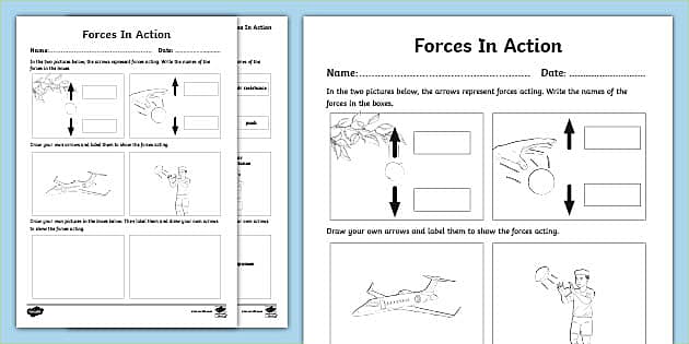 Forces in Action Worksheet (teacher made) - Twinkl