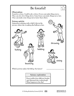 force worksheet for kindergarten