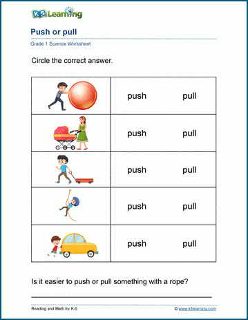 Push or Pull Forces Worksheet | Worsheets library