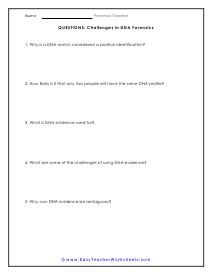Forensic Science Worksheets