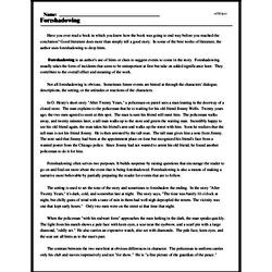 Foreshadowing - Reading Comprehension Worksheet | edHelper