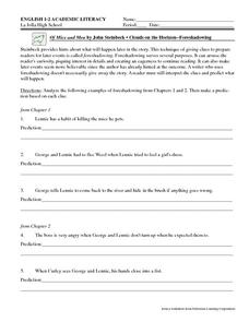 Foreshadowing Examples Lesson Plans &  Worksheets Reviewed by Teachers