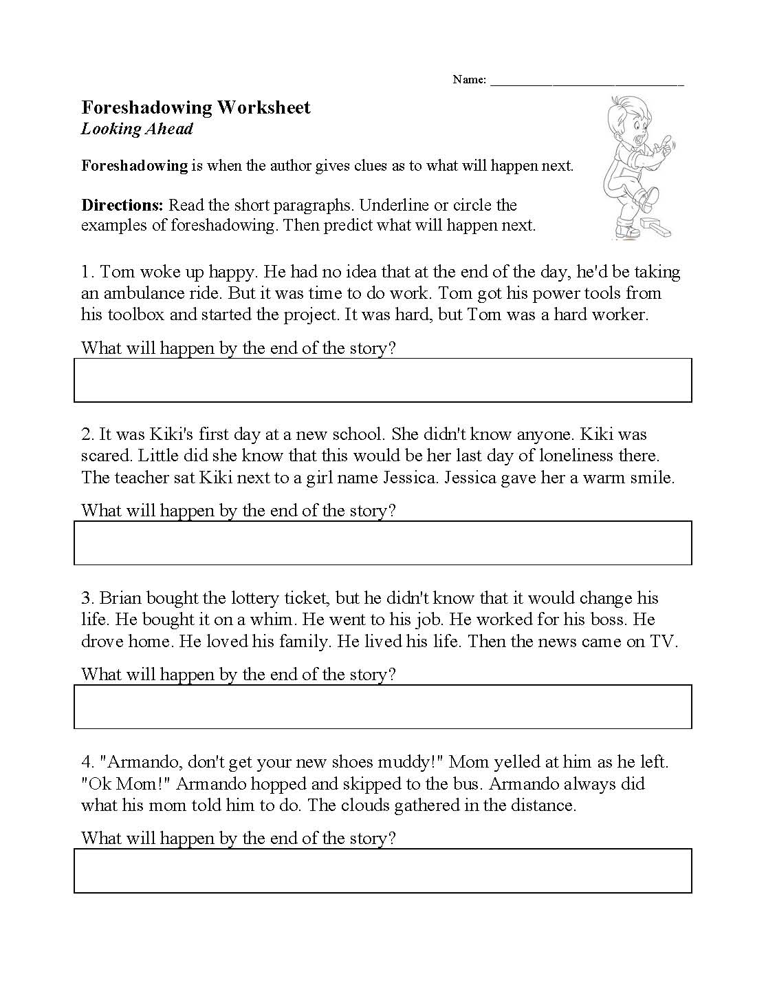 foreshadowing worksheet printable