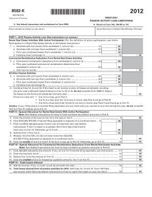 form 8582 worksheet