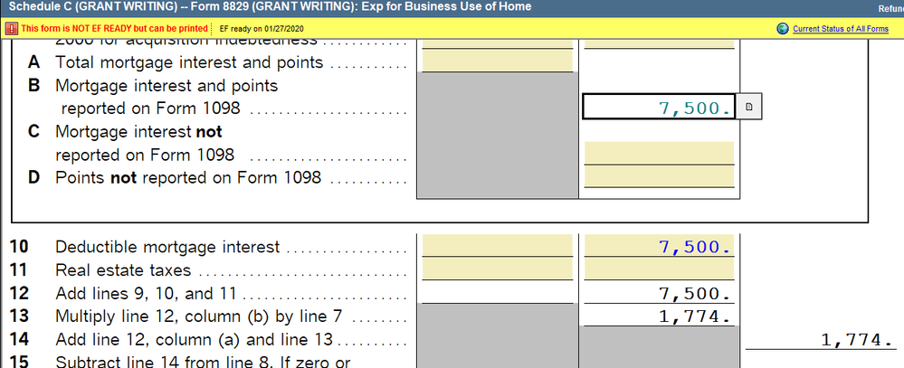 Form 8829 calculation On business use of home Intuit Accountants