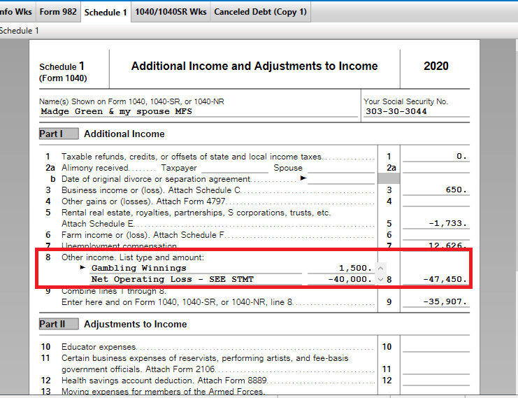 982 Form Insolvency Worksheet