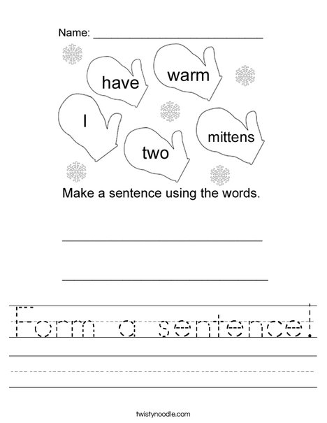 Form a sentence Worksheet - Twisty Noodle