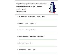 English Language Worksheet: Form a Sentence Worksheet for 1st ...