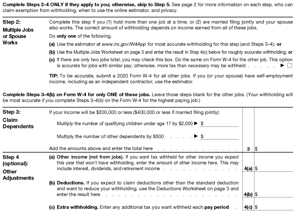 form w 4 worksheet