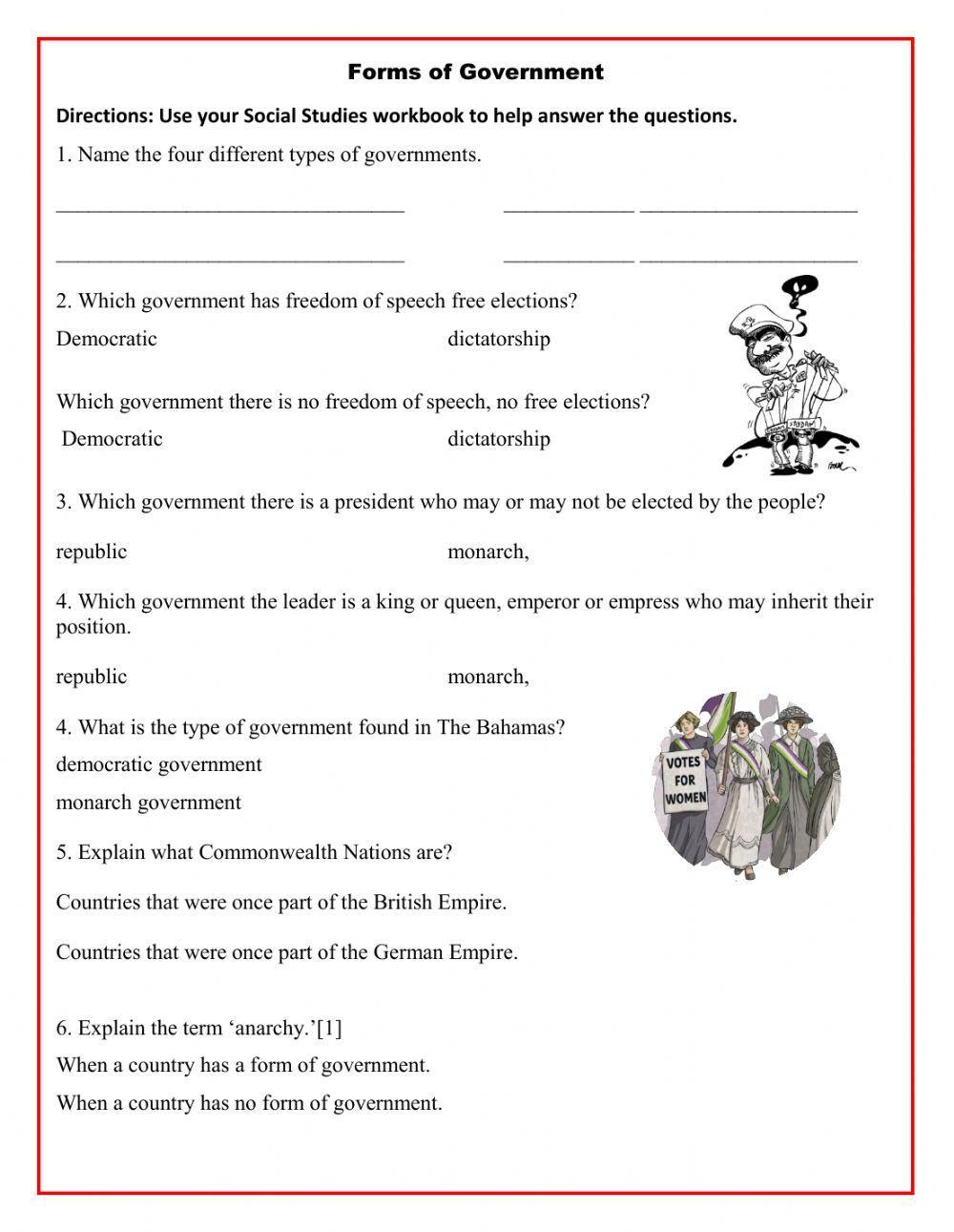 Forms of Government online worksheet Live Worksheets Worksheets Library