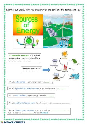 forms and sources of energy worksheet answers