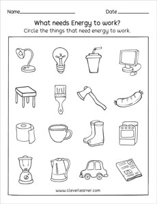 Sources of energy printables and worksheets for first grade and ...