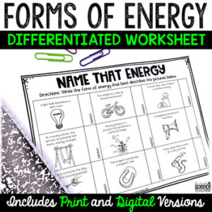 forms of energy worksheet answer key