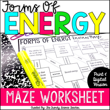 forms of energy worksheet answer key