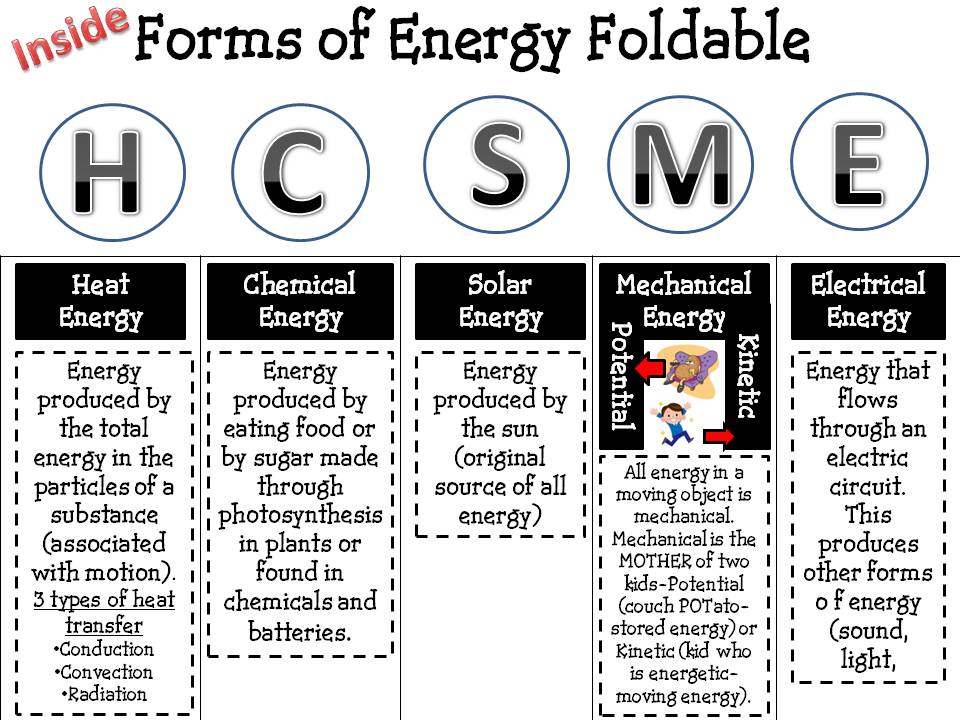forms of energy worksheet for 6th grade
