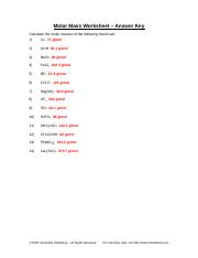 formula or molar mass worksheet