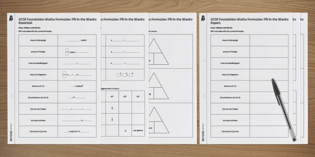 ? GCSE Maths Formulae Worksheets | KS4 Maths | Beyond