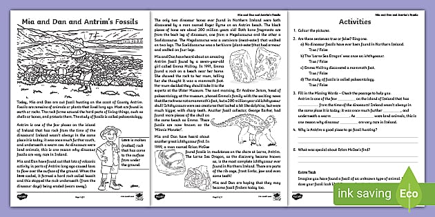 Mia and Dan and Antrims Fossils Worksheets (teacher made)
