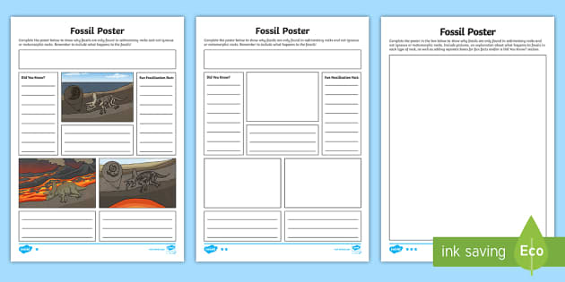 Fossil Poster Worksheet / Worksheet (teacher made) - Twinkl