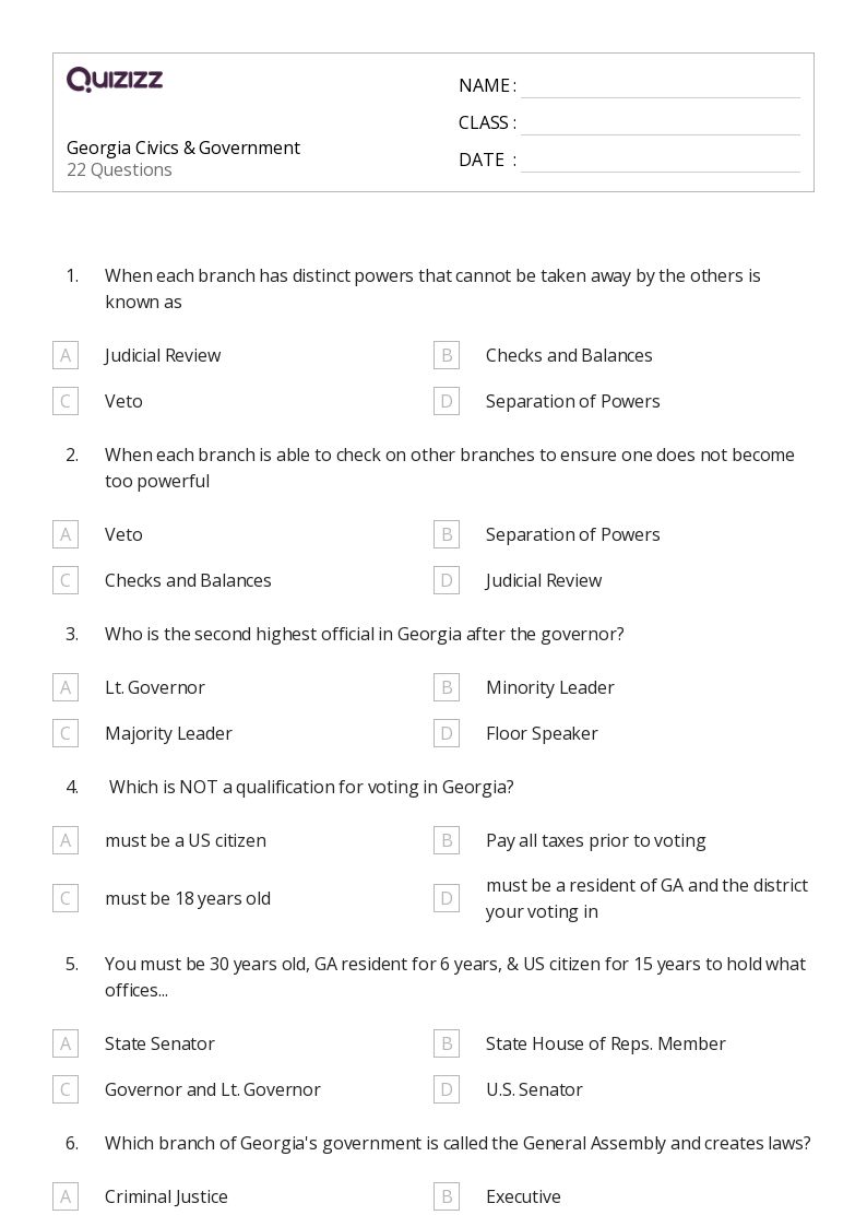 Free foundations of government worksheet, Download Free foundations of