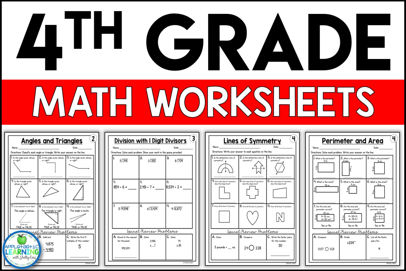 4th Grade Math Worksheets Free and Printable - Appletastic Learning