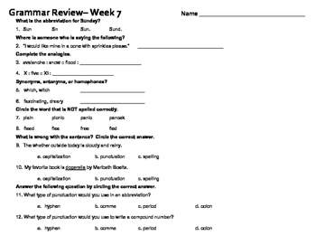 fourth grade grammar worksheet