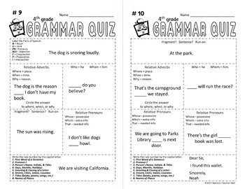 5 Minute Grammar Daily Grammar Worksheets 4th GRADE Practice and Assessment