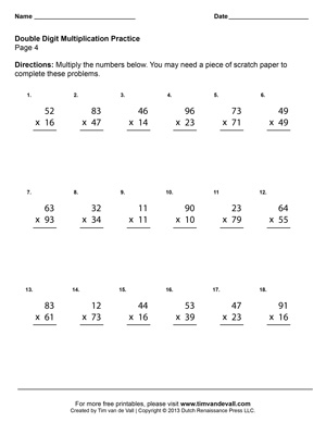 Double Digit Multiplication Worksheets - Fourth Grade Math ...