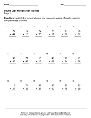 Double Digit Multiplication Worksheets - Fourth Grade Math ...