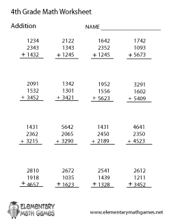 fourth grade printable math worksheet