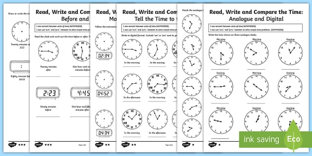 Year 4 Tell and Write the Time Differentiated Worksheet ...