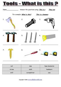 Tools - What is This? Worksheet for 2nd - 4th Grade | Lesson Planet