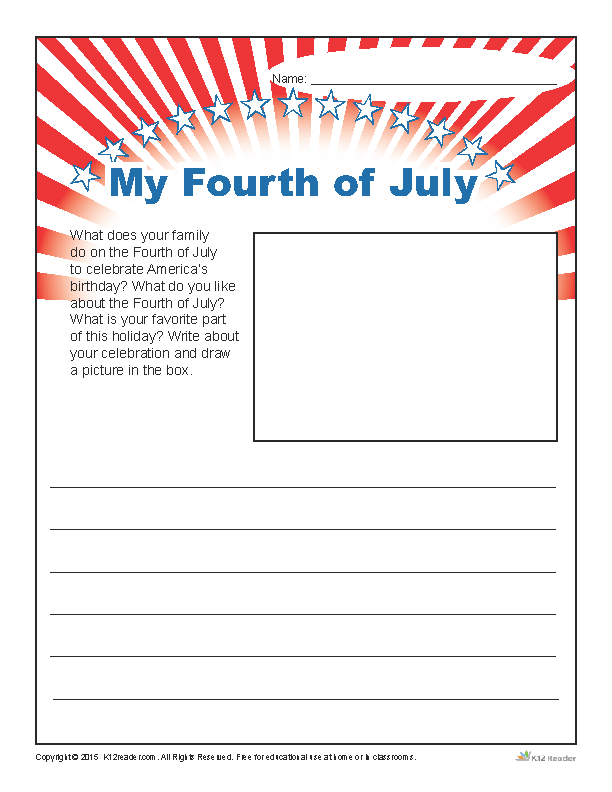 Printable Fourth of July Writing Prompt: My Fourth of July