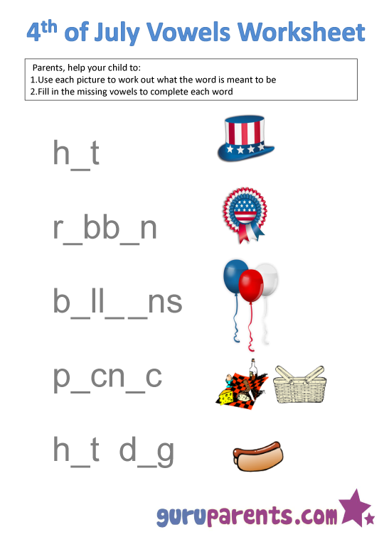 fourth of july worksheet