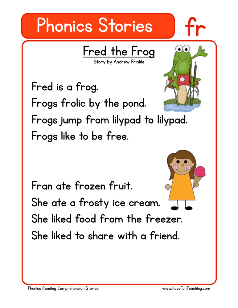 Fred the Frog FR Phonics Stories Reading Comprehension Worksheet ...