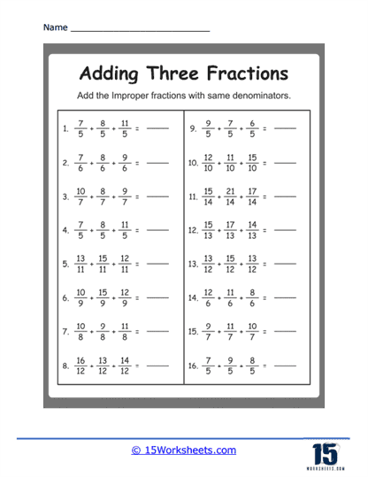 Adding 3 Fractions Worksheets - 15 Worksheets Library