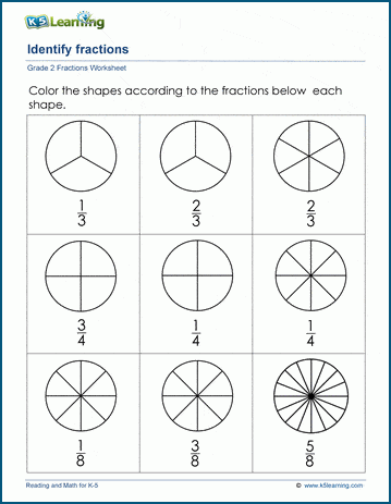 Coloring fractions worksheets for grade 2 | Worsheets library