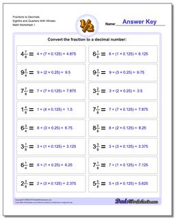 fraction decimal conversion worksheet