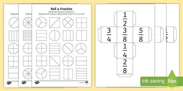 Roll a Fraction Worksheet (teacher made) - Twinkl