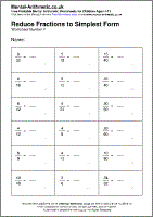 fraction in simplest form worksheet