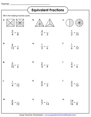 Equivalent Fractions &  Simplifying Fractions (Worksheets)