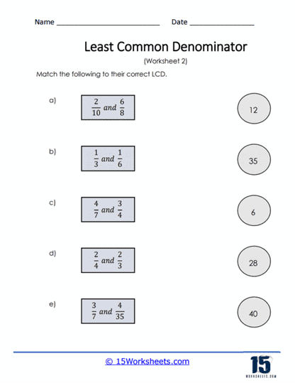 Least Common Denominator Worksheets - 15 Worksheets Library