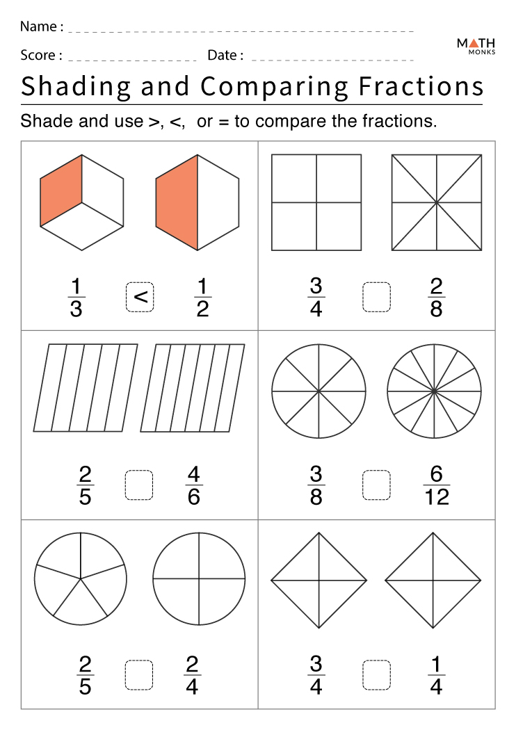fraction math worksheet for 3rd grade