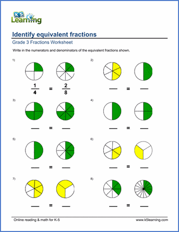 Fractions worksheets for grades 1-6 | Worsheets library