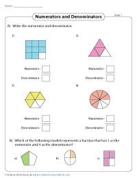 Visual Fraction Models Worksheets