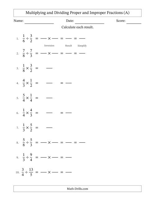 Multiplying and Dividing Proper and Improper Fractions with Some ...